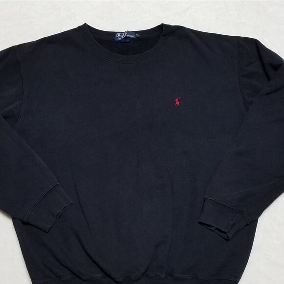 VINTAGE Polo Ralph Lauren Black Pull-on Sweatshirt - Picture 5 of 10